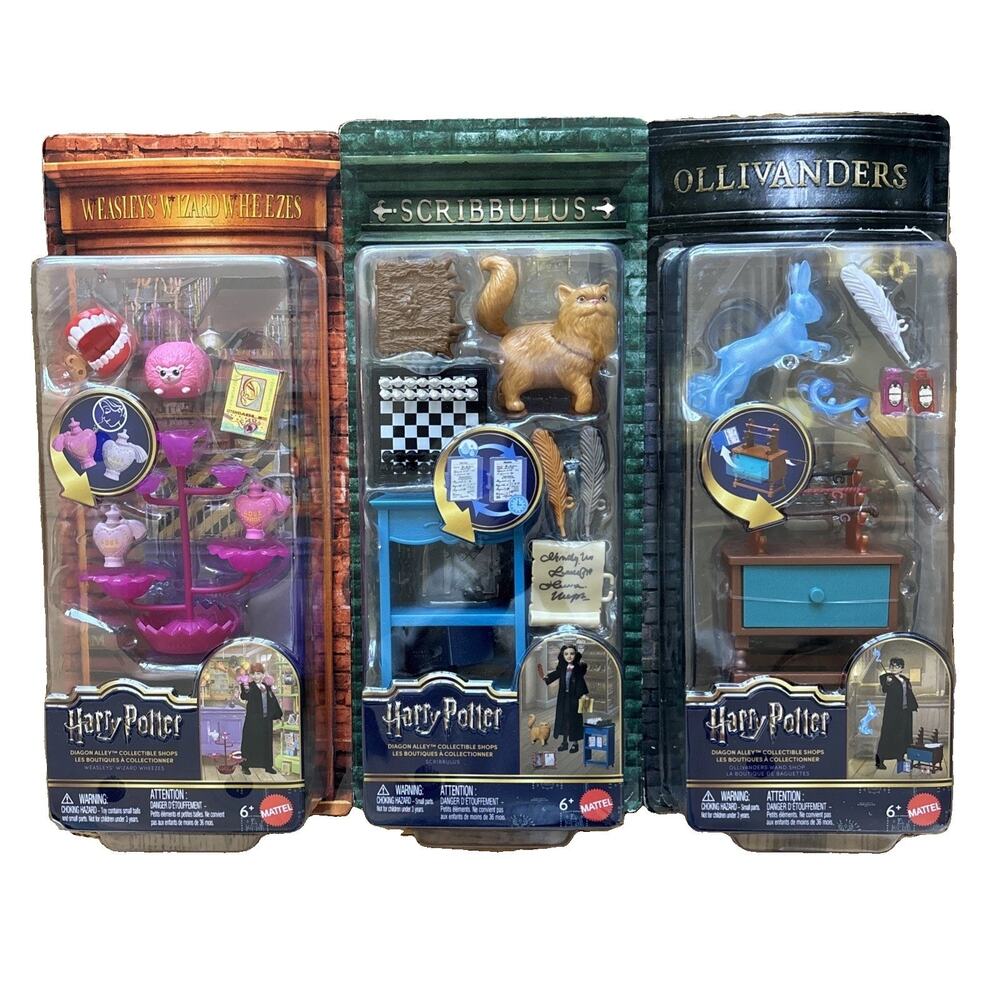 Harry Potter Diagon Alley Collectible Shops Set of 3 Mattel Harry Ron Hermione